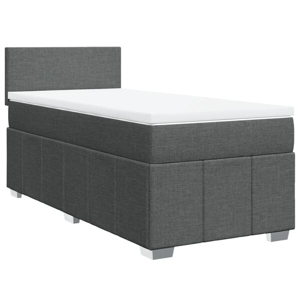 vidaXL Cama box spring con colch&oacute;n tela gris oscuro 90x190 cm