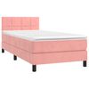 vidaXL Cama box spring colch&oacute;n y LED terciopelo rosa 100x200 cm