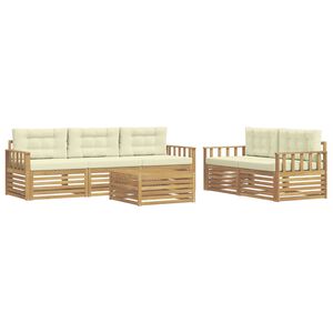 vidaXL Conjunto de sof&aacute;s de exterior 6 uds. Blanco y Crema