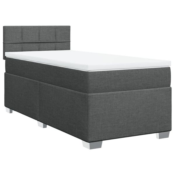 vidaXL Cama box spring con colch&oacute;n tela gris oscuro 90x190 cm