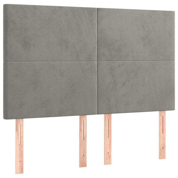 vidaXL Cabecero gris claro 144x5x118/128 cm terciopelo
