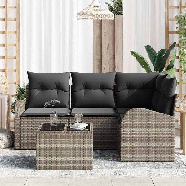 vidaXL Conjunto de sofás de jardín 5 pcs Gris ratán sintético