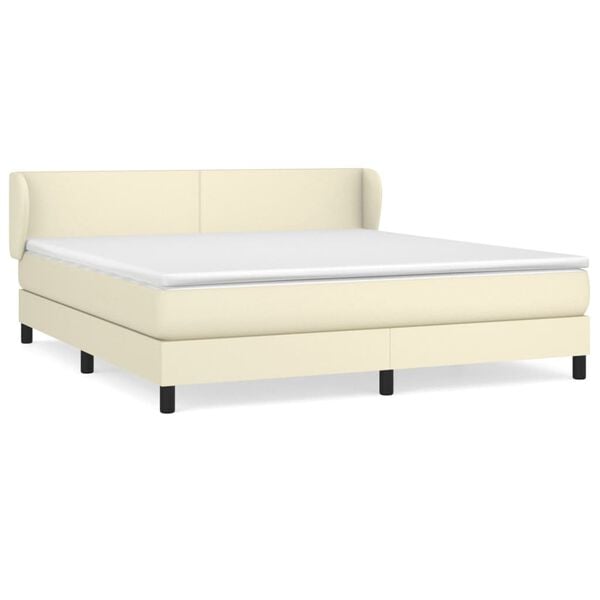vidaXL Cama box spring con colch&oacute;n cuero sint&eacute;tico crema 180x200 cm