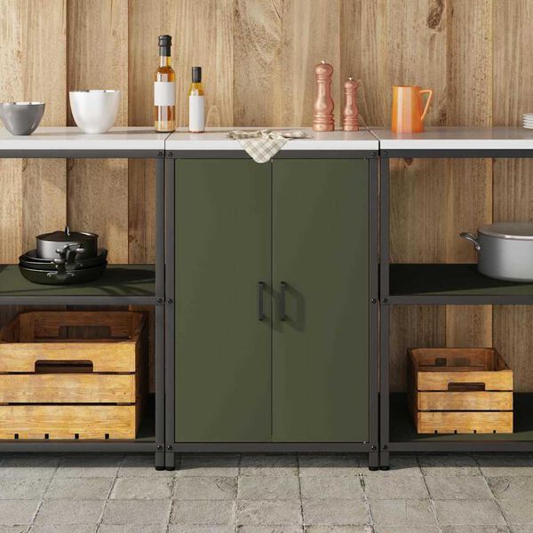 vidaXL Almacenamiento de cocina Verde Oliva 60 x 50 x 92 cm Acero