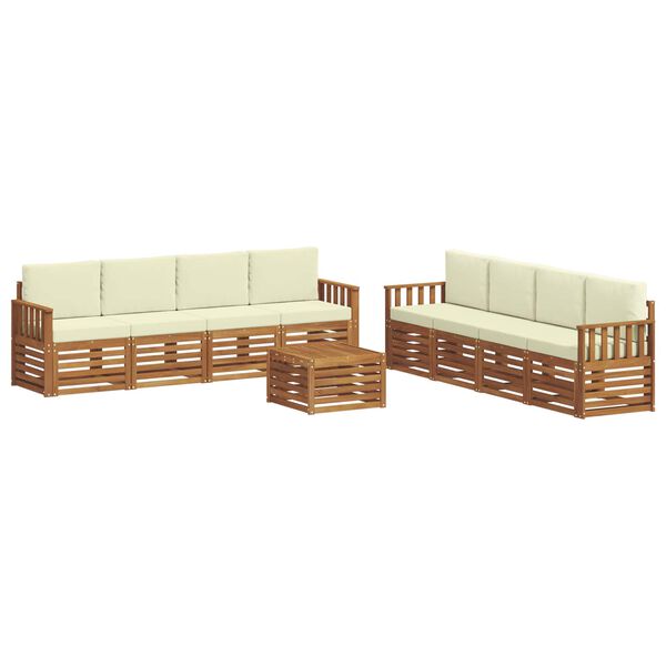 vidaXL Juegos de sof&aacute;s 9 pcs Natural y Crema Madera de Acacia S&oacute;lida