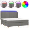 vidaXL Cama box spring colch&oacute;n y luces LED tela gris oscuro 180x200 cm