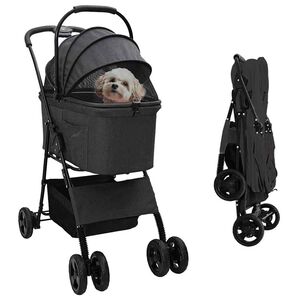 vidaXL Carrito Plegable para Mascotas Negro 81 x 47 x 99 cm Poli&eacute;ster