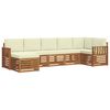 vidaXL Conjunto de sof&aacute;s de exterior 7 uds. Natural y Crema