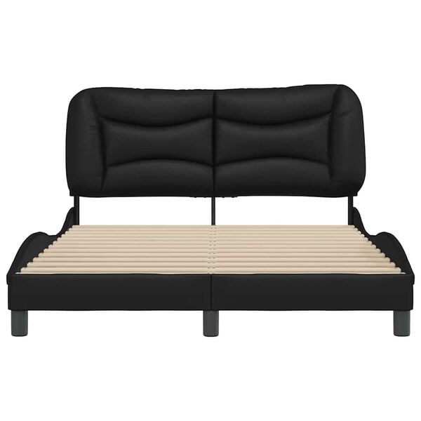 vidaXL Estructura de cama sin colch&oacute;n Hvar cuero sint&eacute;tico negro 120x200 cm