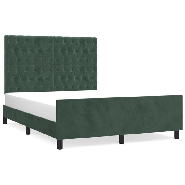 vidaXL Estructura cama sin colch&oacute;n terciopelo verde oscuro 140x200 cm