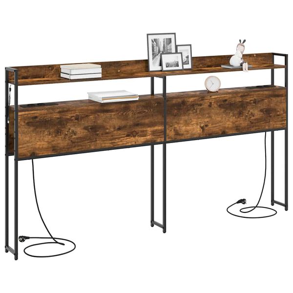 vidaXL Cabecero con almacenamiento con estante Roble ahumado 180 cm