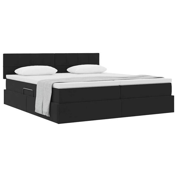 vidaXL Cama con almacenamiento con colch&oacute;n Negro 90 x 200 cm