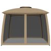 vidaXL Cenador de doble techo paredes de malla acero taupe 2,93x2,93 m