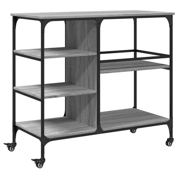 vidaXL Carrito de cocina madera ingenier&iacute;a gris Sonoma 100x45x89,5 cm