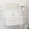 vidaXL Set muebles de ba&ntilde;o 2 piezas madera contrachapada blanco brillo
