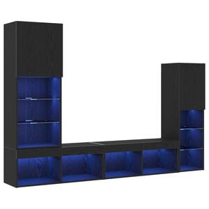 vidaXL Gabinete de TV 4 pcs Roble negro Madera contrachapada