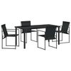 vidaXL Conjunto de Comedor de Jard&iacute;n 5 uds. Negro Textileno y acero