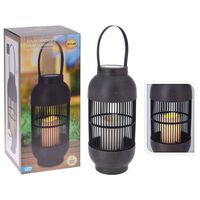 ProGarden Farol solar LED con vela ratán negro
