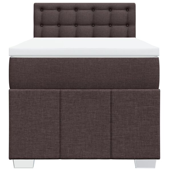 vidaXL Cama box spring con colch&oacute;n tela marr&oacute;n oscuro 90x190 cm