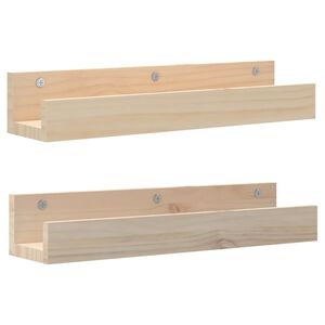vidaXL Estantes de pared 2 uds madera maciza de pino 50x12x9 cm