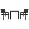 vidaXL Conjunto de Comedor de Jard&iacute;n 3 pcs Negro rat&aacute;n sint&eacute;tico