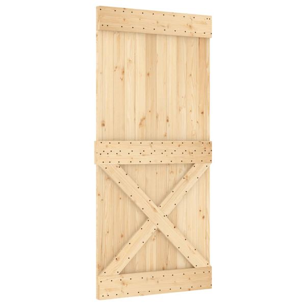 vidaXL Puerta corredera con herrajes madera maciza de pino 95x210 cm