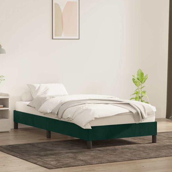 vidaXL Estructura cama sin colch&oacute;n terciopelo verde oscuro 100x210cm
