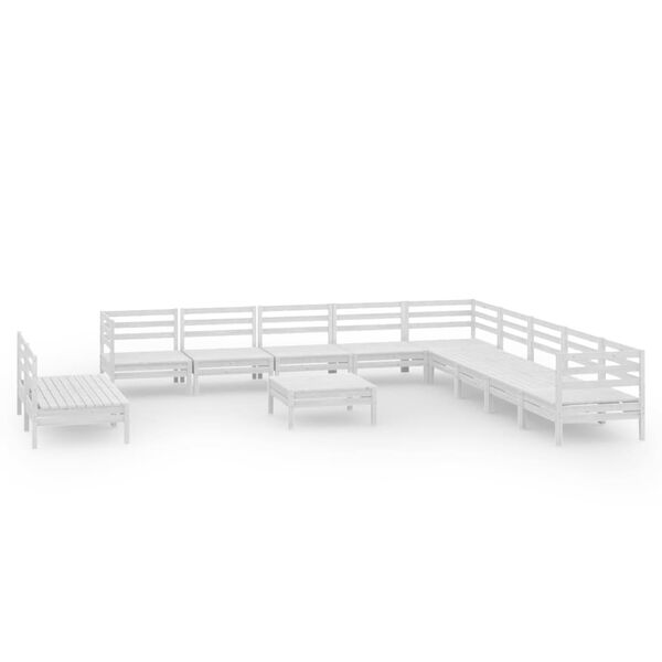 vidaXL Juego de muebles de jardín 12 piezas madera maciza pino blanco