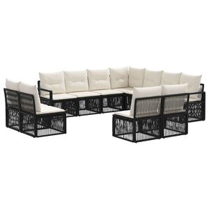vidaXL Conjunto de sof&aacute;s de jard&iacute;n 11 uds. Negro rat&aacute;n sint&eacute;tico