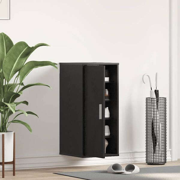 vidaXL Zapatero de madera de roble negro 32x35x70 cm