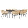 vidaXL Juego de comedor de jard&iacute;n 7 pzas con cojines rat&aacute;n PE marr&oacute;n