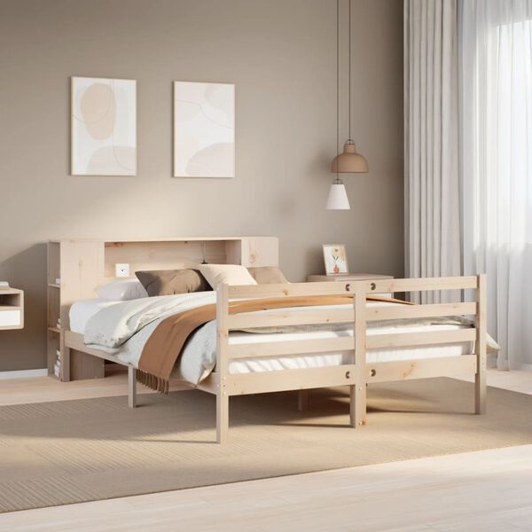 vidaXL Cama con estantería sin colchón madera maciza de pino 120x200cm