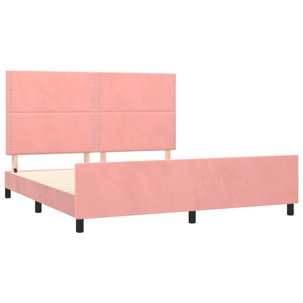 vidaXL Estructura de cama sin colch&oacute;n terciopelo rosa 160x200 cm