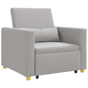 vidaXL Cama Sof&aacute; Desplegable Individual con ruedas Gris nube tela