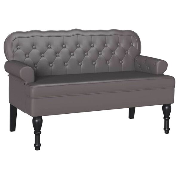 vidaXL Banco Chesterfield Gris 119.5 x 64.5 x 75 cm Cuero sintético