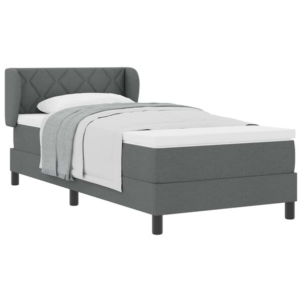vidaXL Cama tipo Box Spring con colch&oacute;n Gris oscuro 90 x 200 cm tela