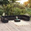 vidaXL Set muebles de jard&iacute;n 11 pzas y cojines rat&aacute;n sint&eacute;tico negro