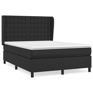 vidaXL Cama box spring con colch&oacute;n cuero sint&eacute;tico negro 140x200cm