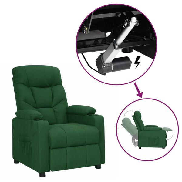 vidaXL Sill&oacute;n elevable tela verde oscuro