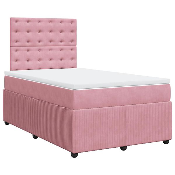vidaXL Cama box spring con colch&oacute;n terciopelo rosa 120x200 cm