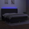 vidaXL Cama box spring colch&oacute;n y luces LED tela negro 200x200 cm