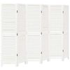 vidaXL Biombo separador de 6 paneles madera maciza Paulownia blanco