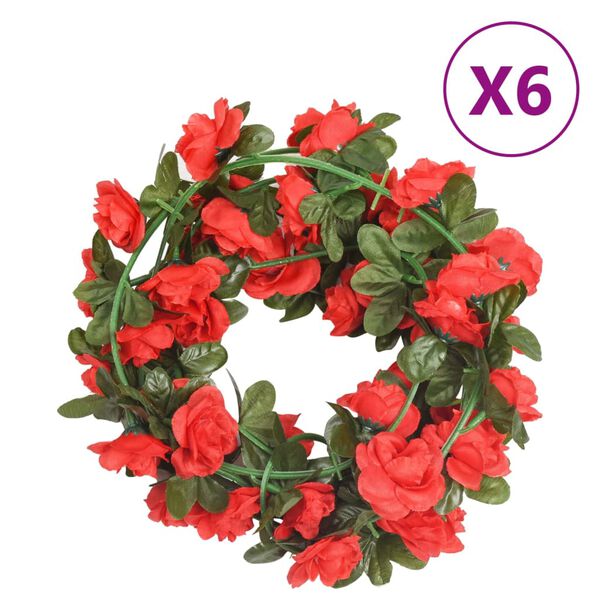 vidaXL Guirnaldas de flores 6 uds rojo 240 cm