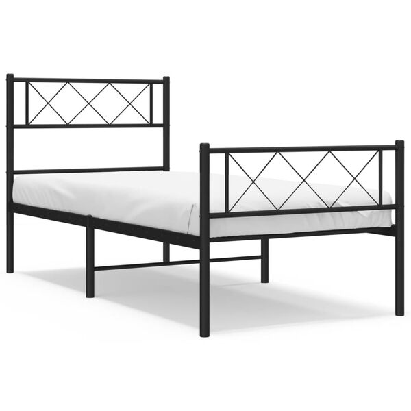 vidaXL Estructura cama sin colch&oacute;n con estribo metal negro 75x190 cm
