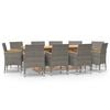 vidaXL Juego de comedor de jard&iacute;n 11 piezas con cojines gris
