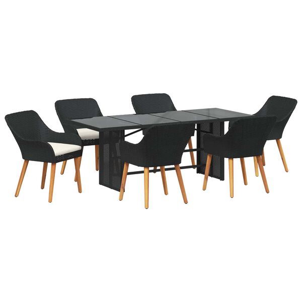 vidaXL Conjunto de Comedor de Jardín 7 pcs Negro ratán sintético