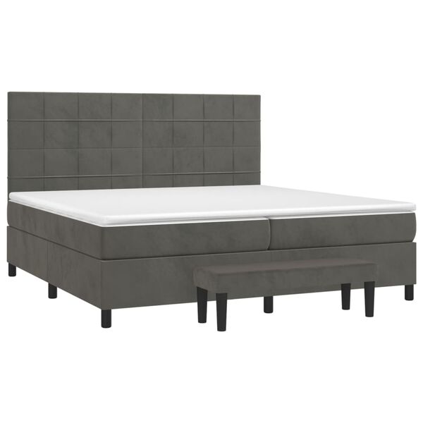 vidaXL Cama box spring con colch&oacute;n terciopelo gris oscuro 200x200 cm
