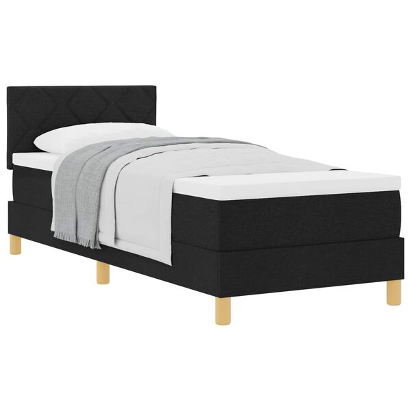 vidaXL Cama tipo Box Spring con colch&oacute;n Negro 80 x 200 cm tela