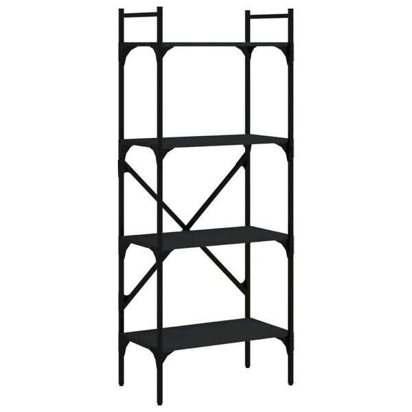 vidaXL Librer&iacute;a de 4 estantes madera ingenier&iacute;a negro 56x31,5x138,5 cm