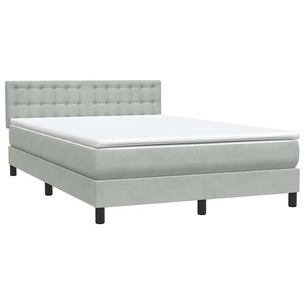 vidaXL Cama box spring con colch&oacute;n terciopelo gris claro 160x220 cm